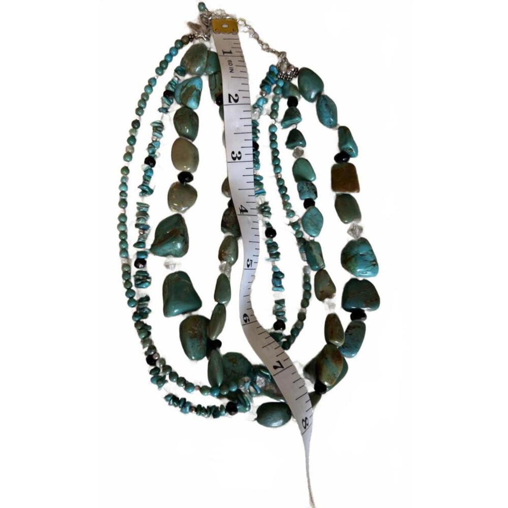 Silpada Sterling Silver Turquoise Obsidian 4-Strand Necklace - Picture 6 of 9